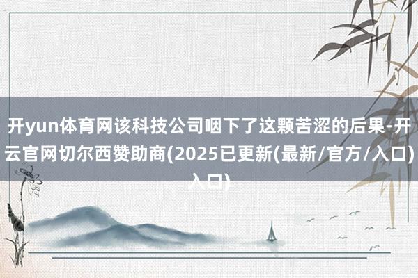 开yun体育网该科技公司咽下了这颗苦涩的后果-开云官网切尔西赞助商(2025已更新(最新/官方/入口)