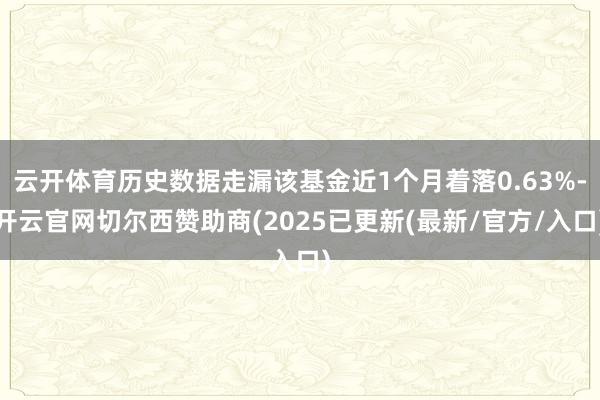 云开体育历史数据走漏该基金近1个月着落0.63%-开云官网切尔西赞助商(2025已更新(最新/官方/入口)