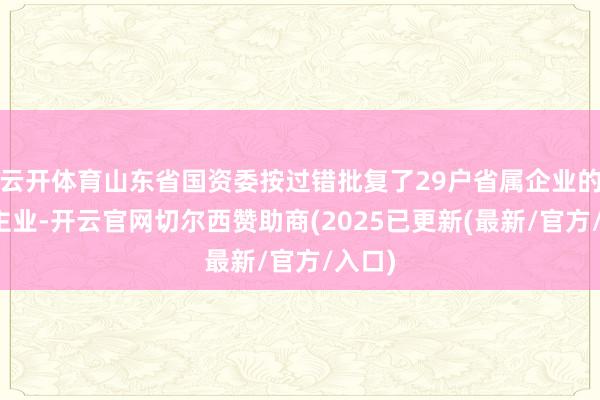 云开体育山东省国资委按过错批复了29户省属企业的主责主业-开云官网切尔西赞助商(2025已更新(最新/官方/入口)